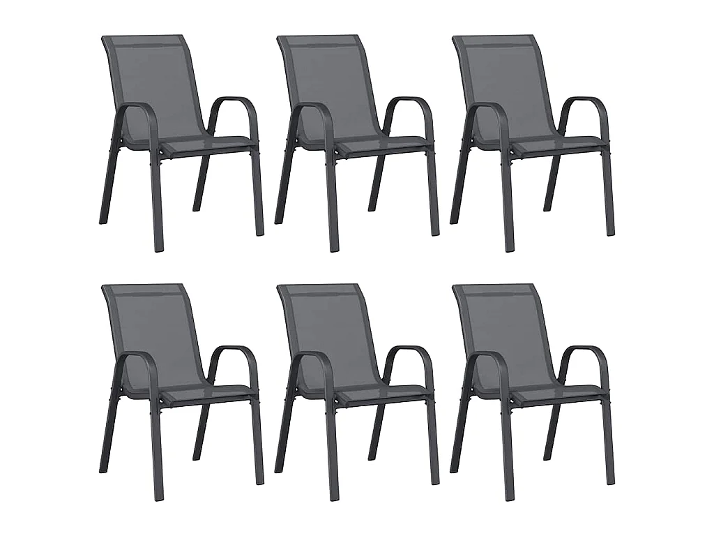 Chaises empilables de jardin lot de 6 Gris Tissu textilène