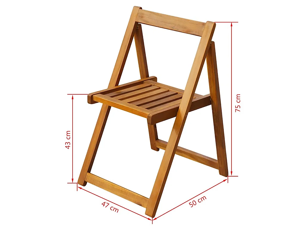 Opklapbare stoelen, 2 stuks, massief acaciahout