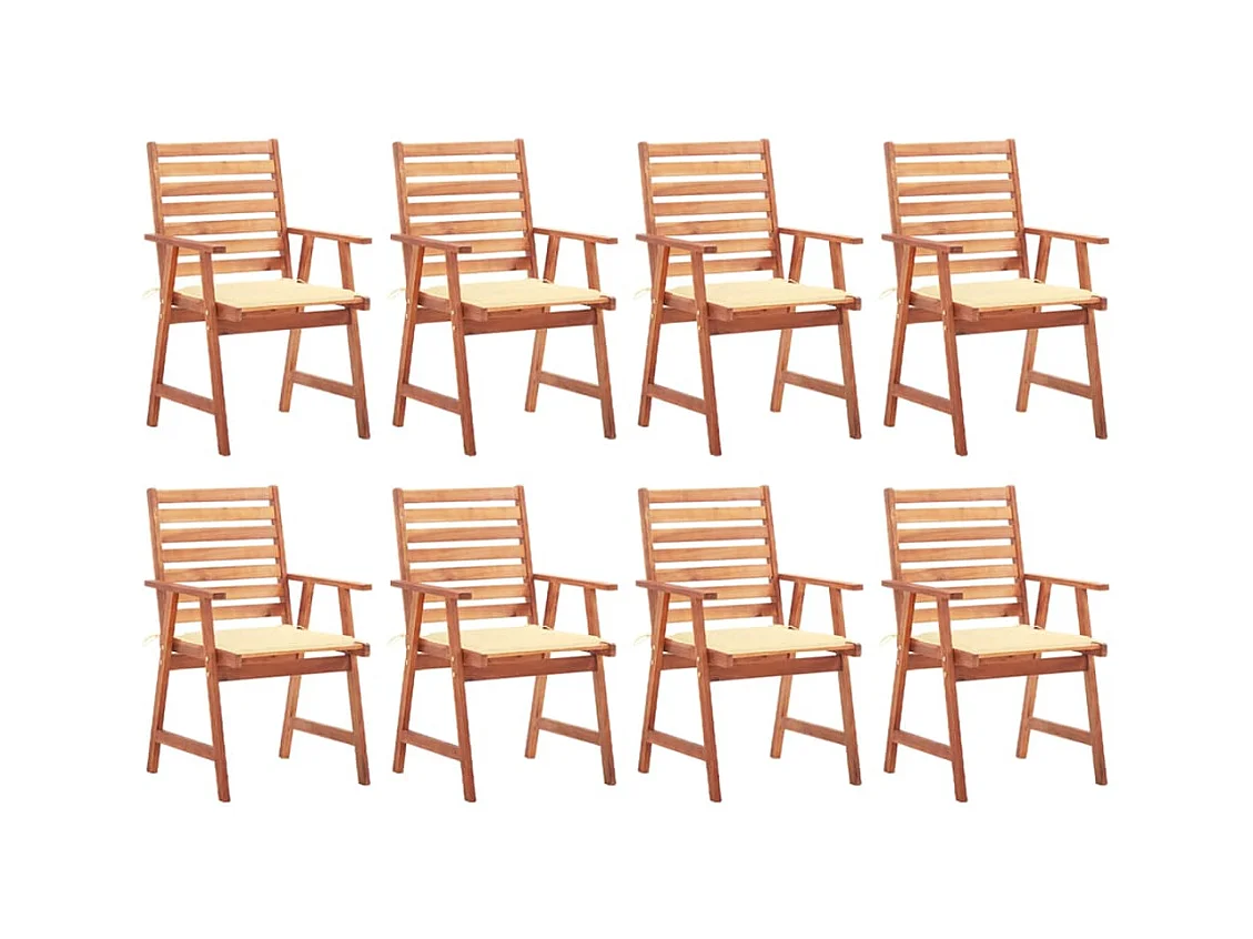 Tuinstoelen 8 st met kussens massief acaciahout
