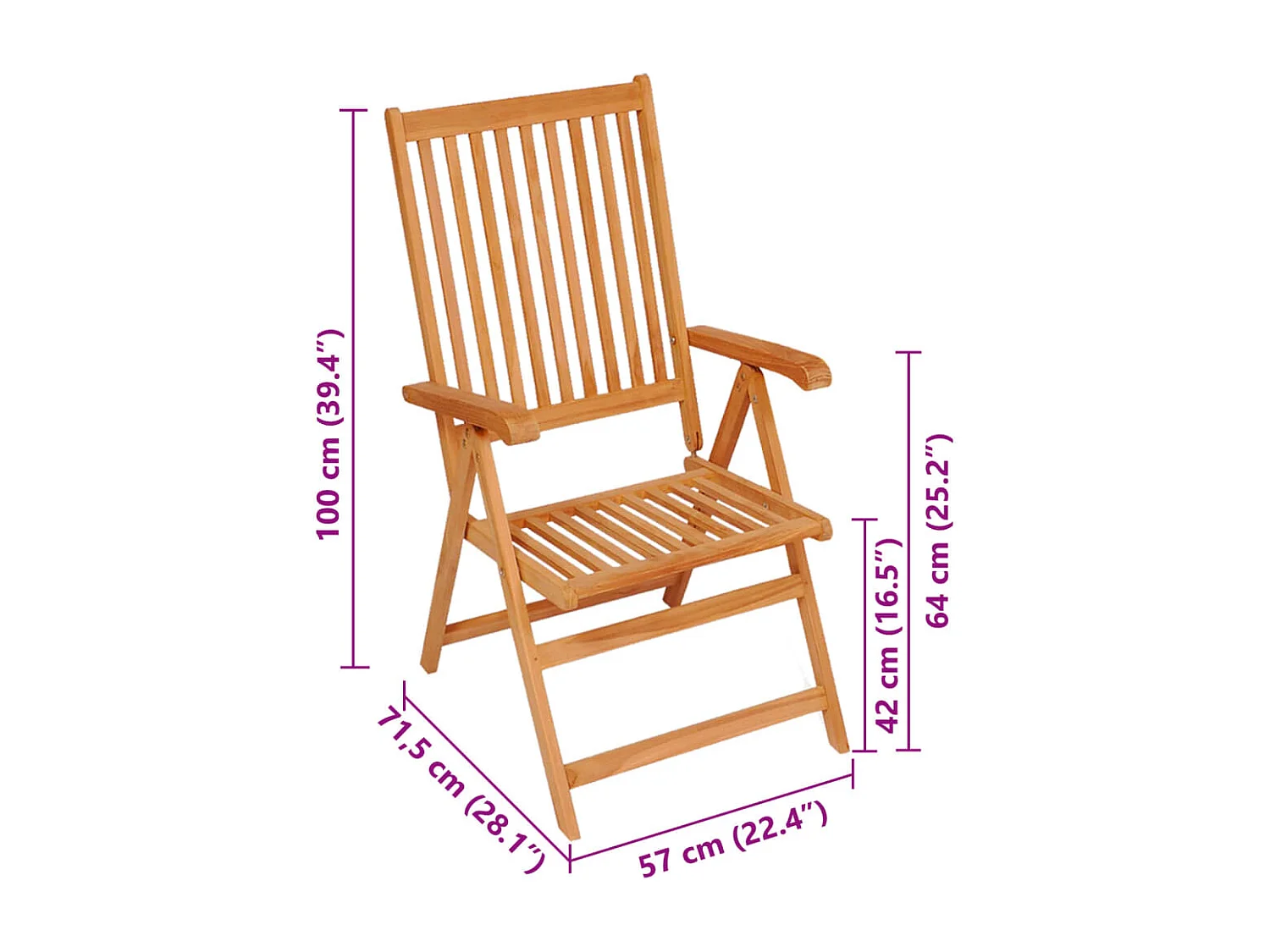 Chaises de jardin lot de 2 et coussins à carreaux rouges Teck