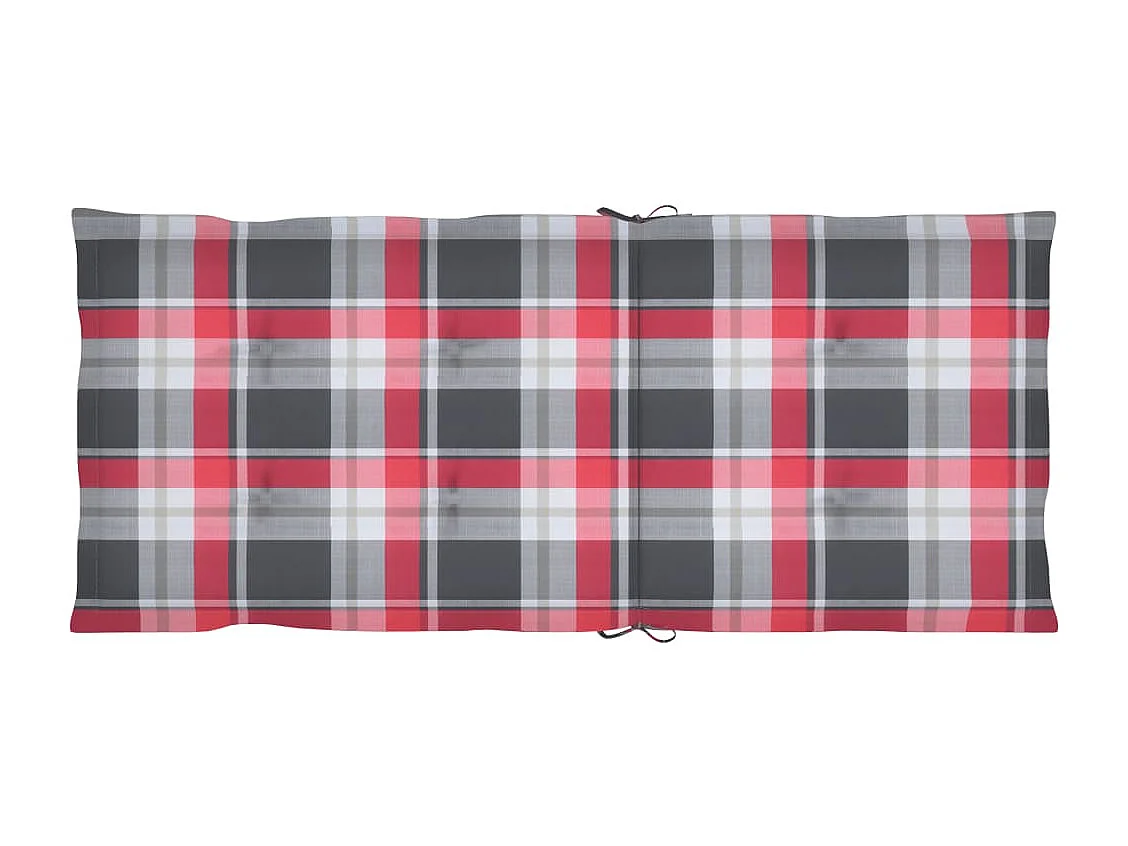 Chaises de jardin lot de 2 et coussins à carreaux rouges Teck