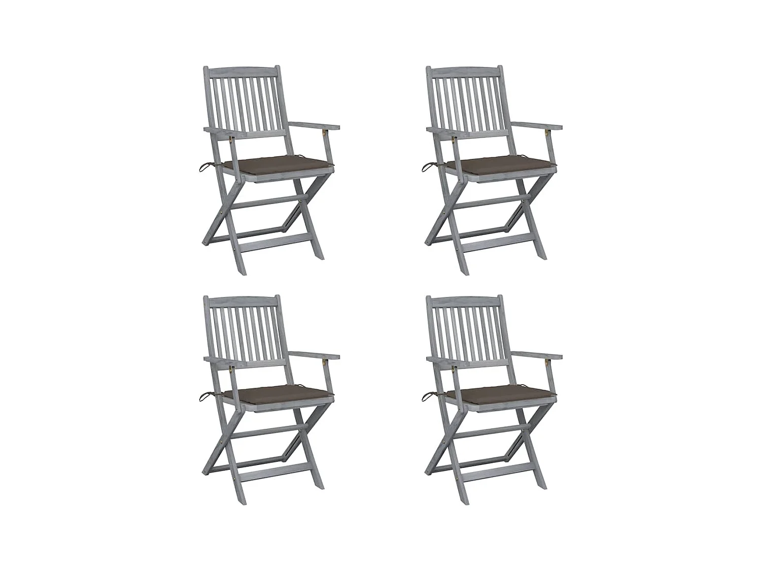 Chaises pliables d'extérieur lot de 4 et coussins Bois d'acacia
