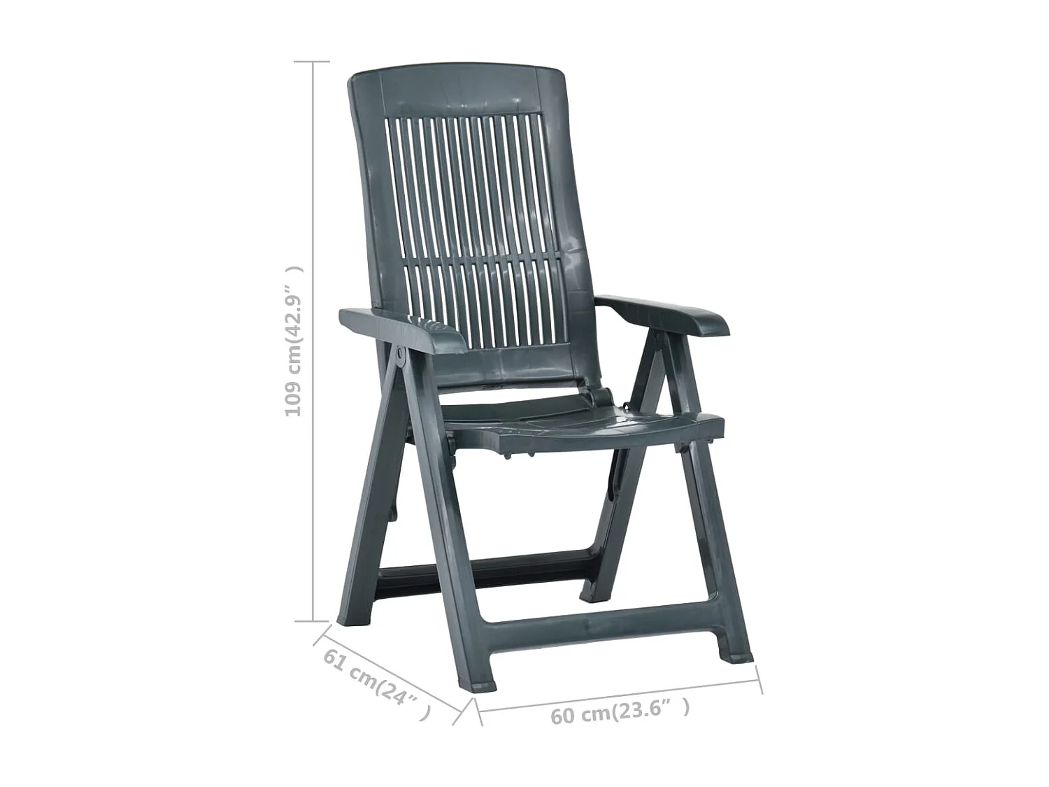 Tuinstoelen 2 st verstelbaar kunststof groen