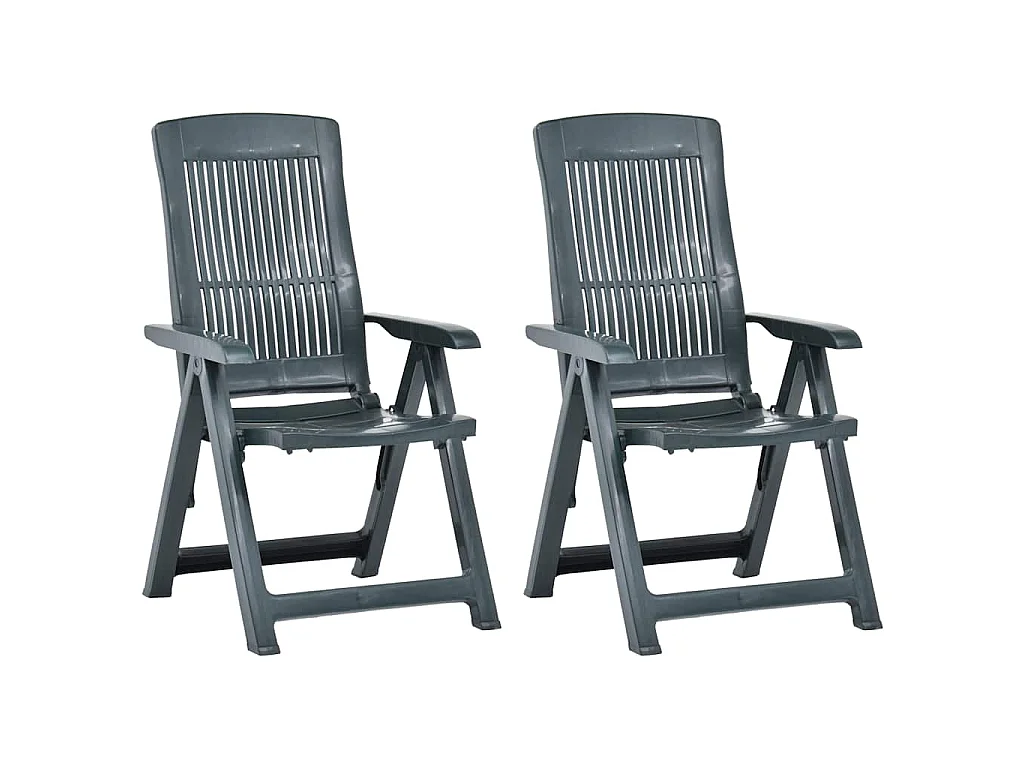 Chaises pliantes inclinables, lot de 2, en plastique vert