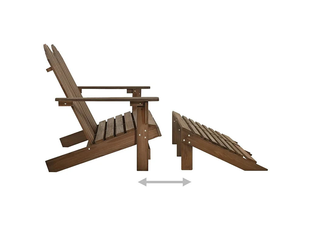 Adirondack-Gartenbank 2-Sitzer mit Fußteil Tannenholz Braun