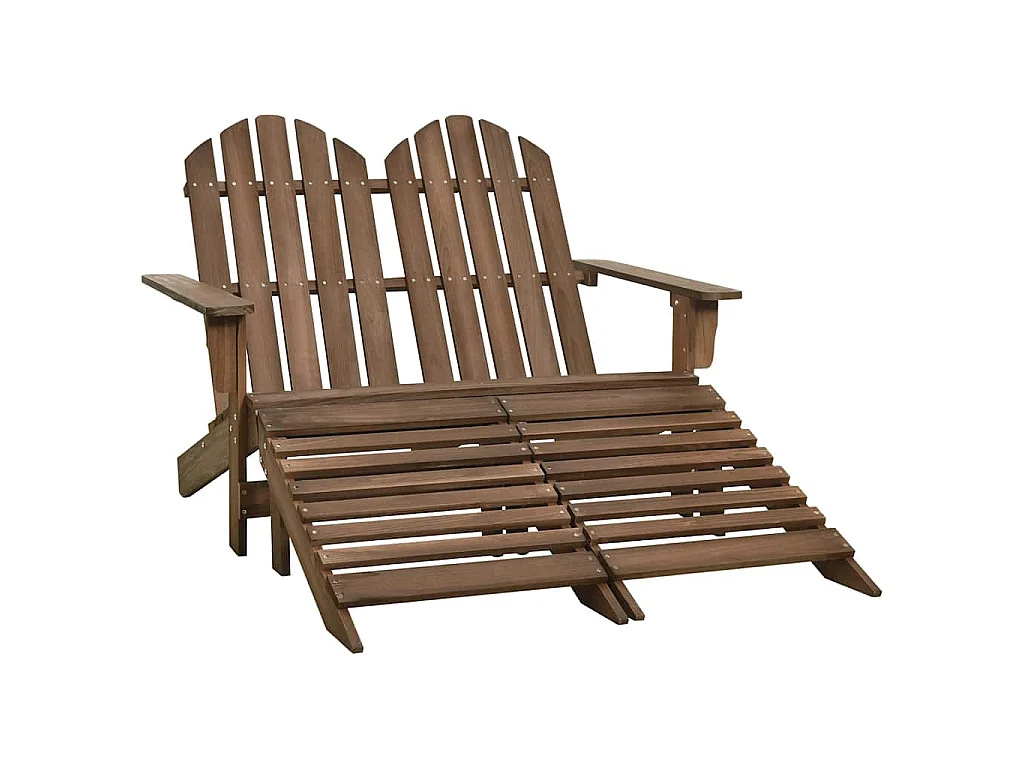 Adirondack-Gartenbank 2-Sitzer mit Fußteil Tannenholz Braun