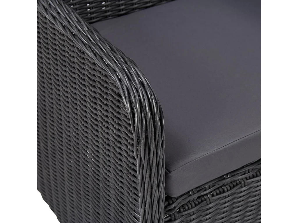 Mobilier de bistro 3 pcs avec coussins Résine tressée Noir