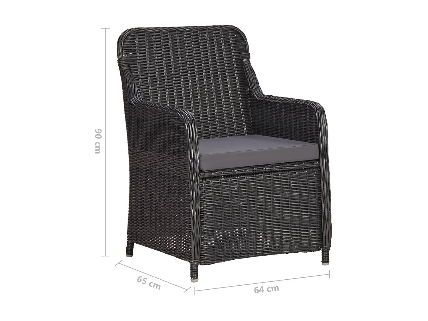 Mobilier de bistro 3 pcs avec coussins Résine tressée Noir