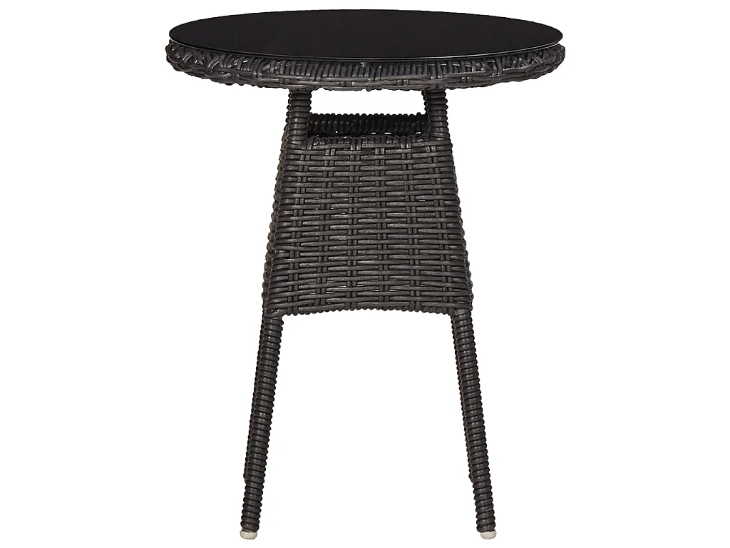3-tlg. Garten-Bistro-Set mit Auflagen Poly Rattan Schwarz