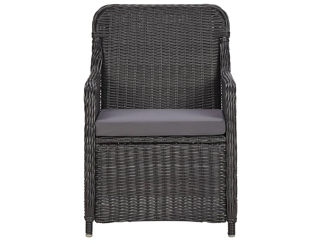3-tlg. Garten-Bistro-Set mit Auflagen Poly Rattan Schwarz