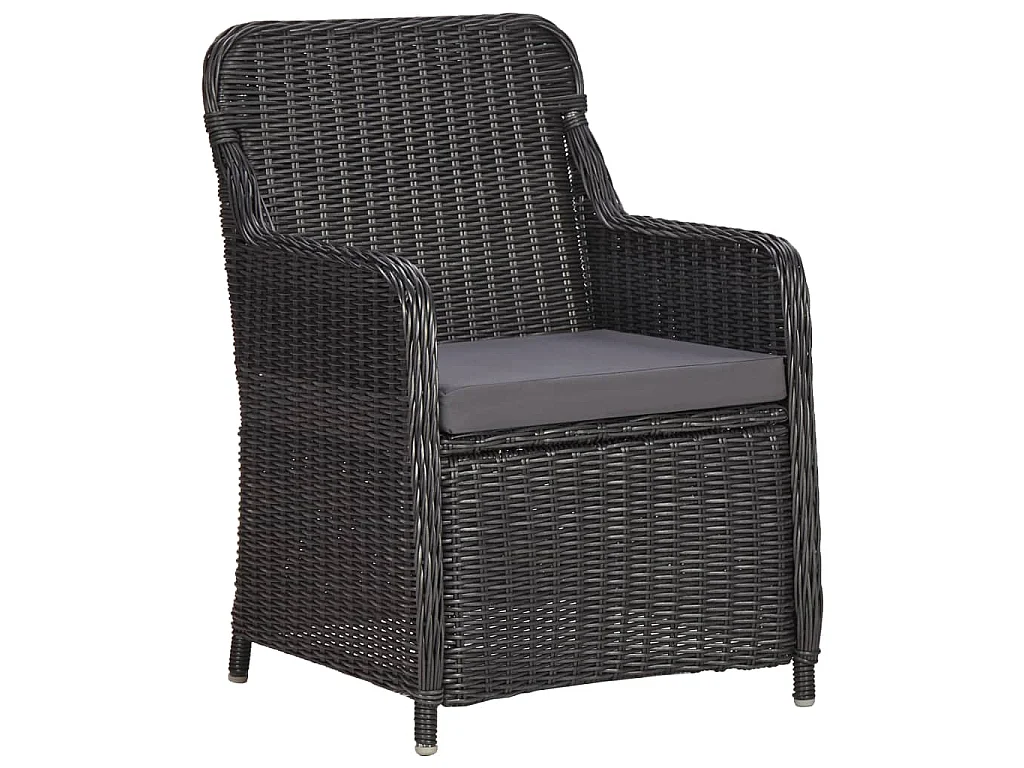 3-tlg. Garten-Bistro-Set mit Auflagen Poly Rattan Schwarz