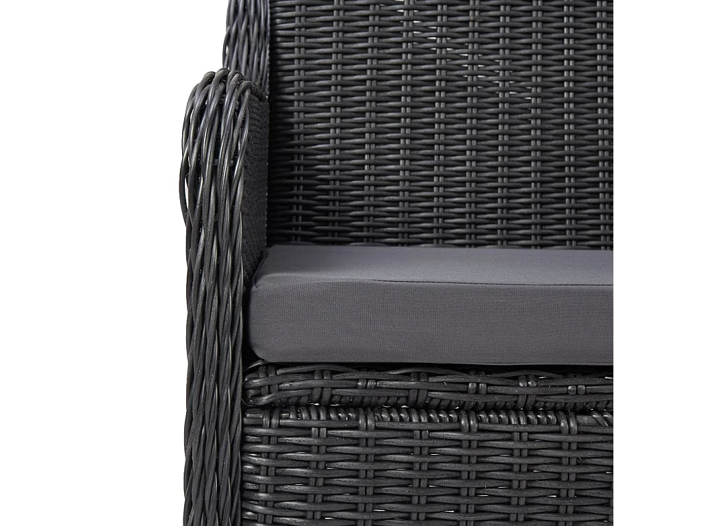 3-tlg. Garten-Bistro-Set mit Auflagen Poly Rattan Schwarz