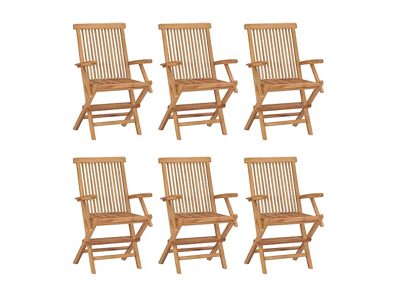 Sedie da Giardino Pieghevoli 6 pz in Legno Massello di Teak