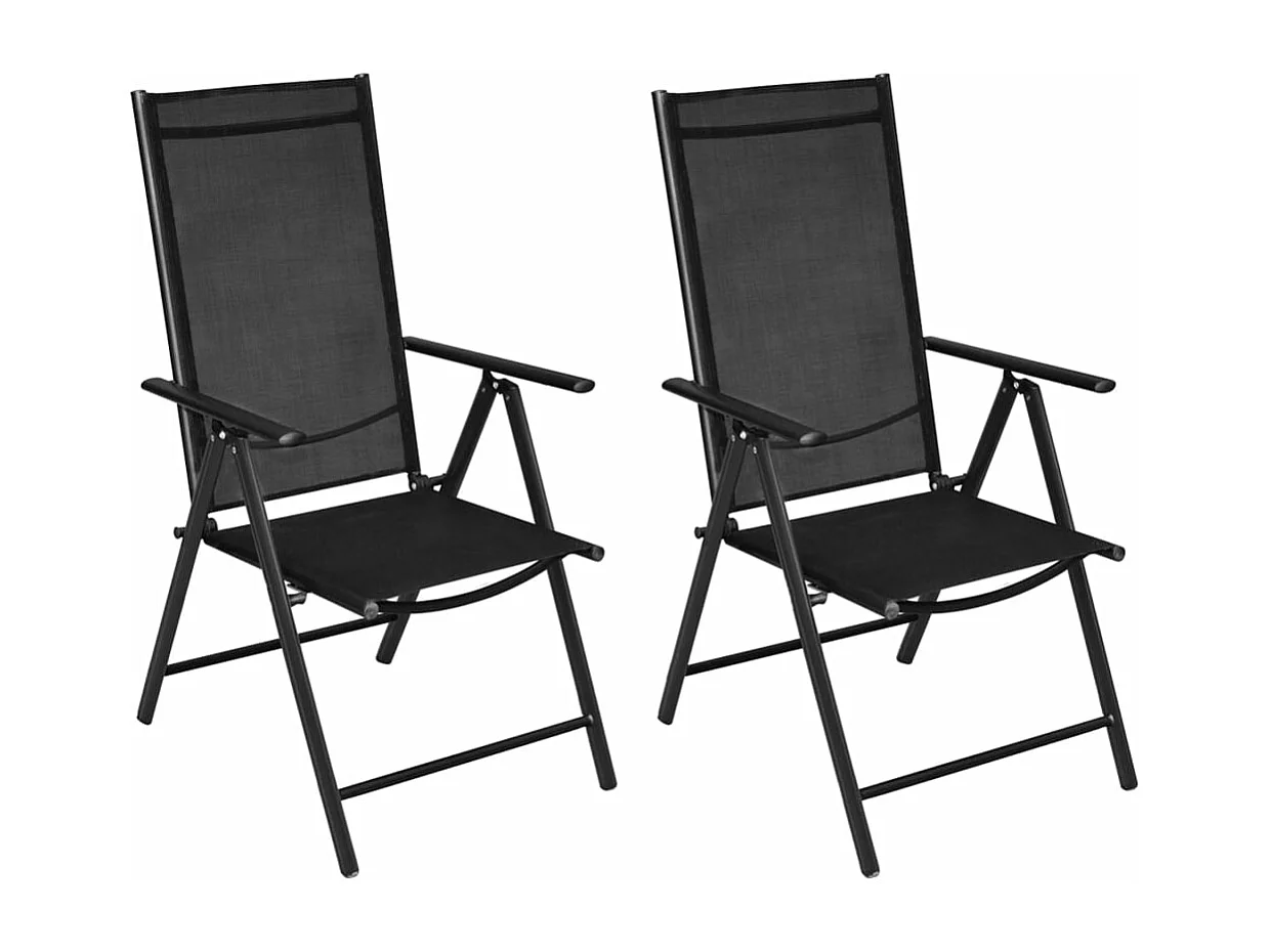 Gartenstühle Klappbar 2 Stk. Aluminium und Textilene Schwarz