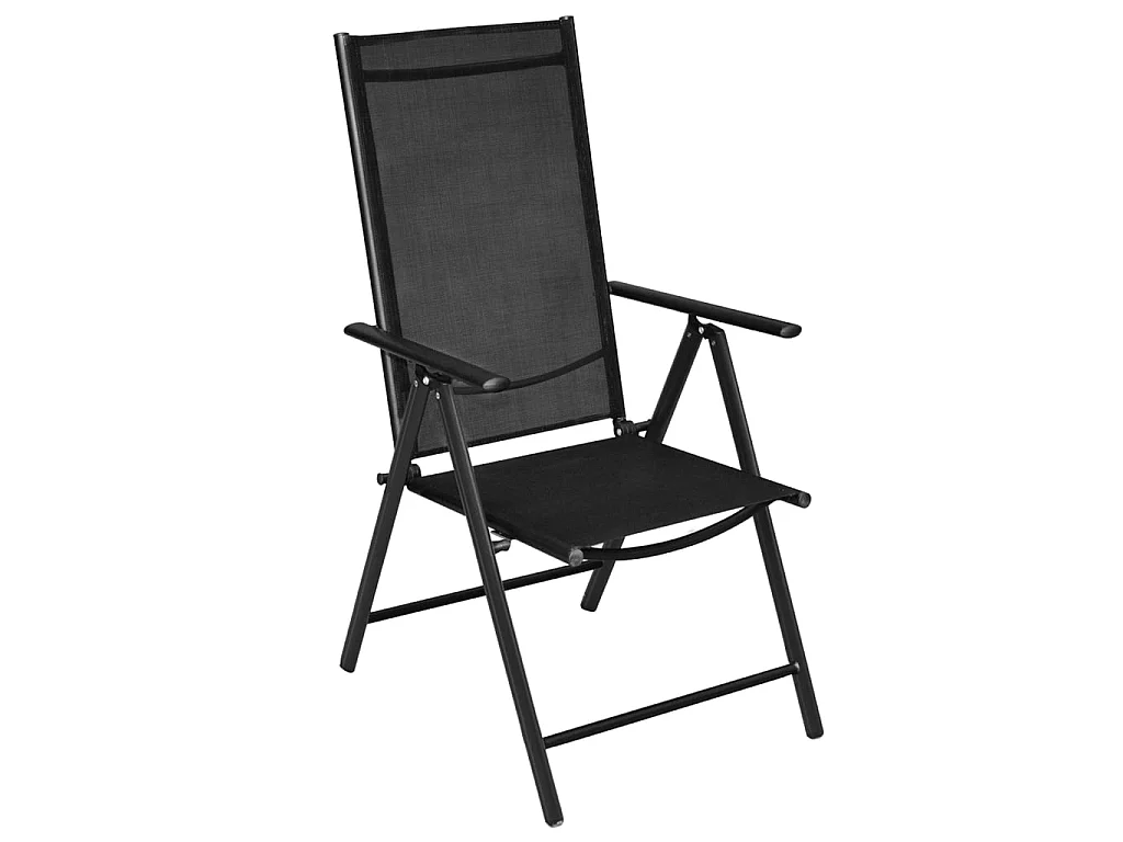 Chaises pliables de jardin lot de 2 Aluminium et textilène Noir