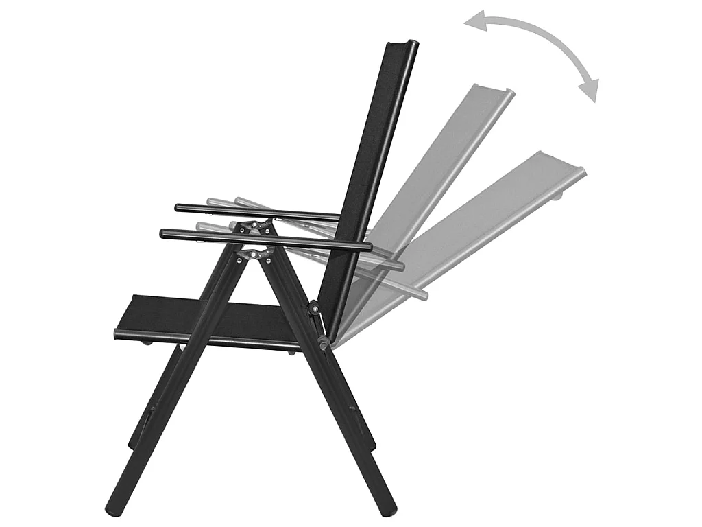 Chaises pliables de jardin lot de 2 Aluminium et textilène Noir