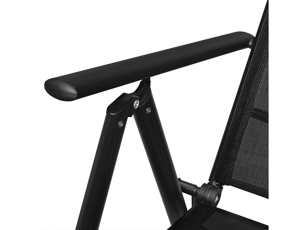 Chaises pliables de jardin lot de 2 Aluminium et textilène Noir