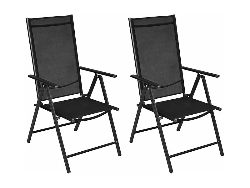 Gartenstühle Klappbar 2 Stk. Aluminium und Textilene Schwarz