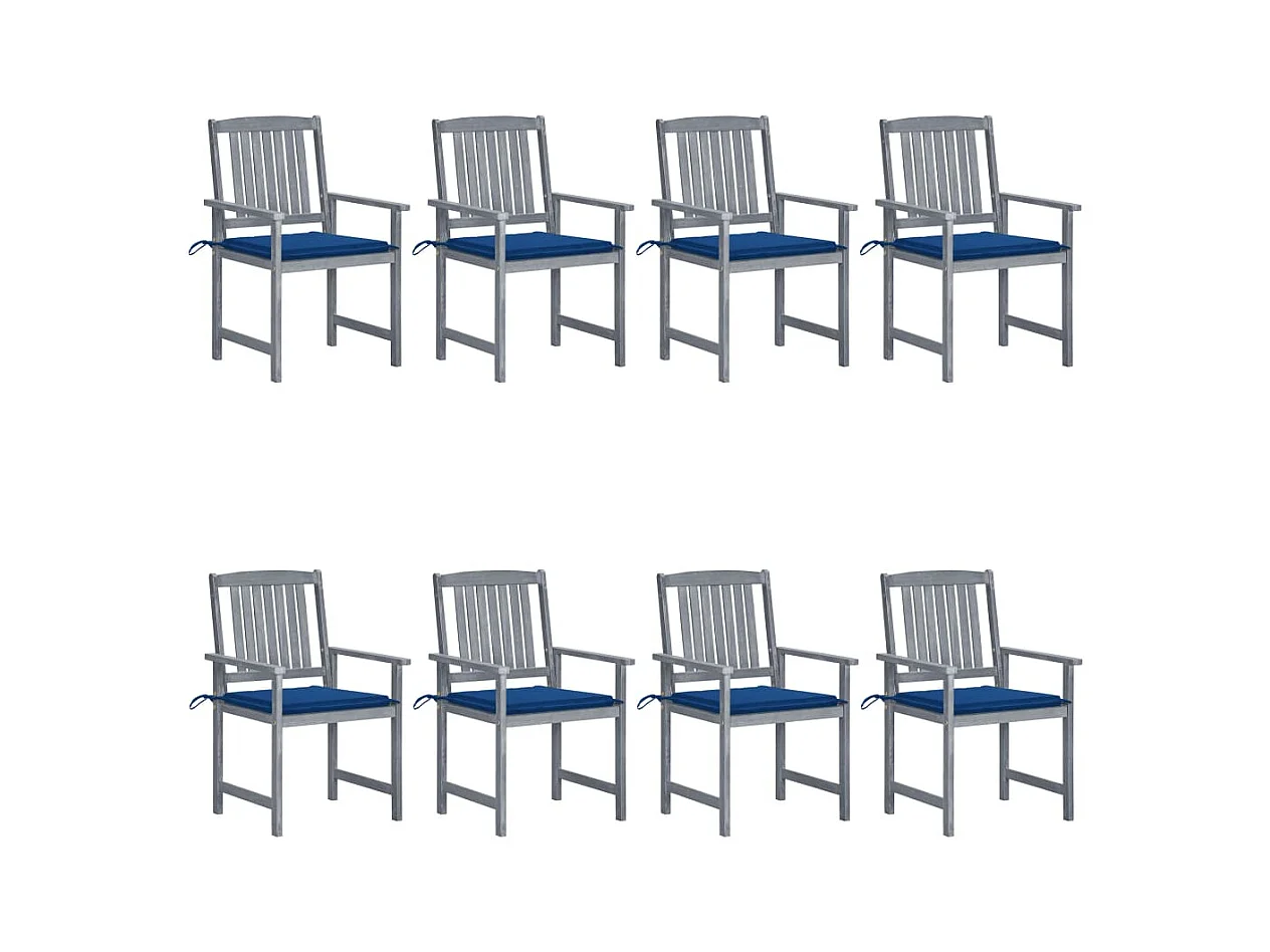 Chaises de jardin et coussins lot de 8 Bois acacia solide Gris