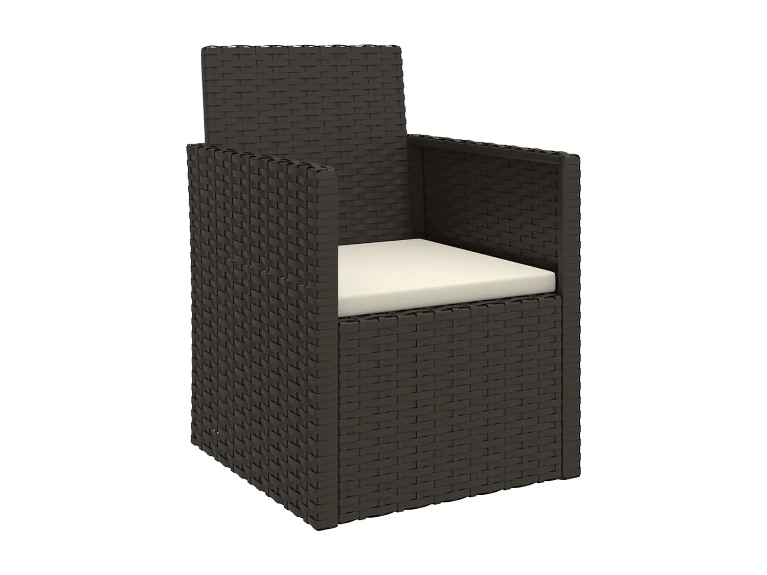 Poltrona da Giardino con Cuscino Nero in Polyrattan