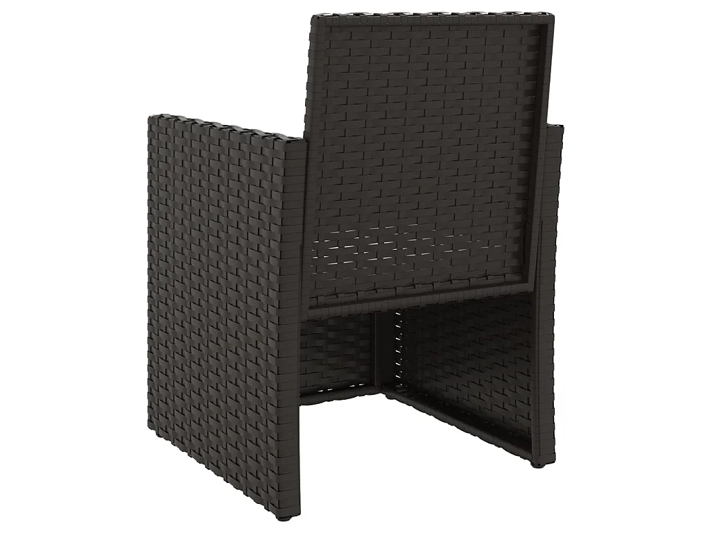 Fauteuil de jardin avec coussin Noir Résine tressée