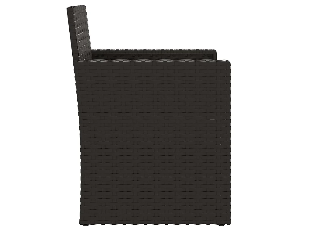 Fauteuil de jardin avec coussin Noir Résine tressée