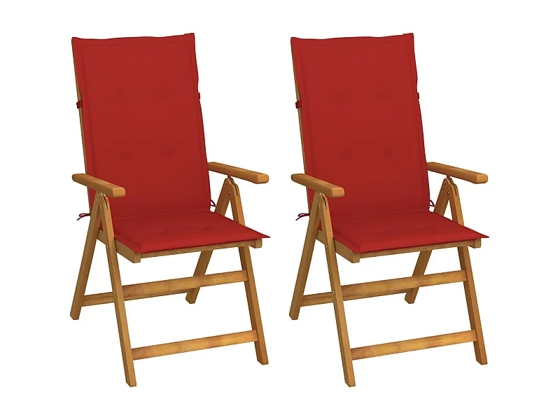 Chaises inclinables de jardin lot de 2 et coussins Bois acacia