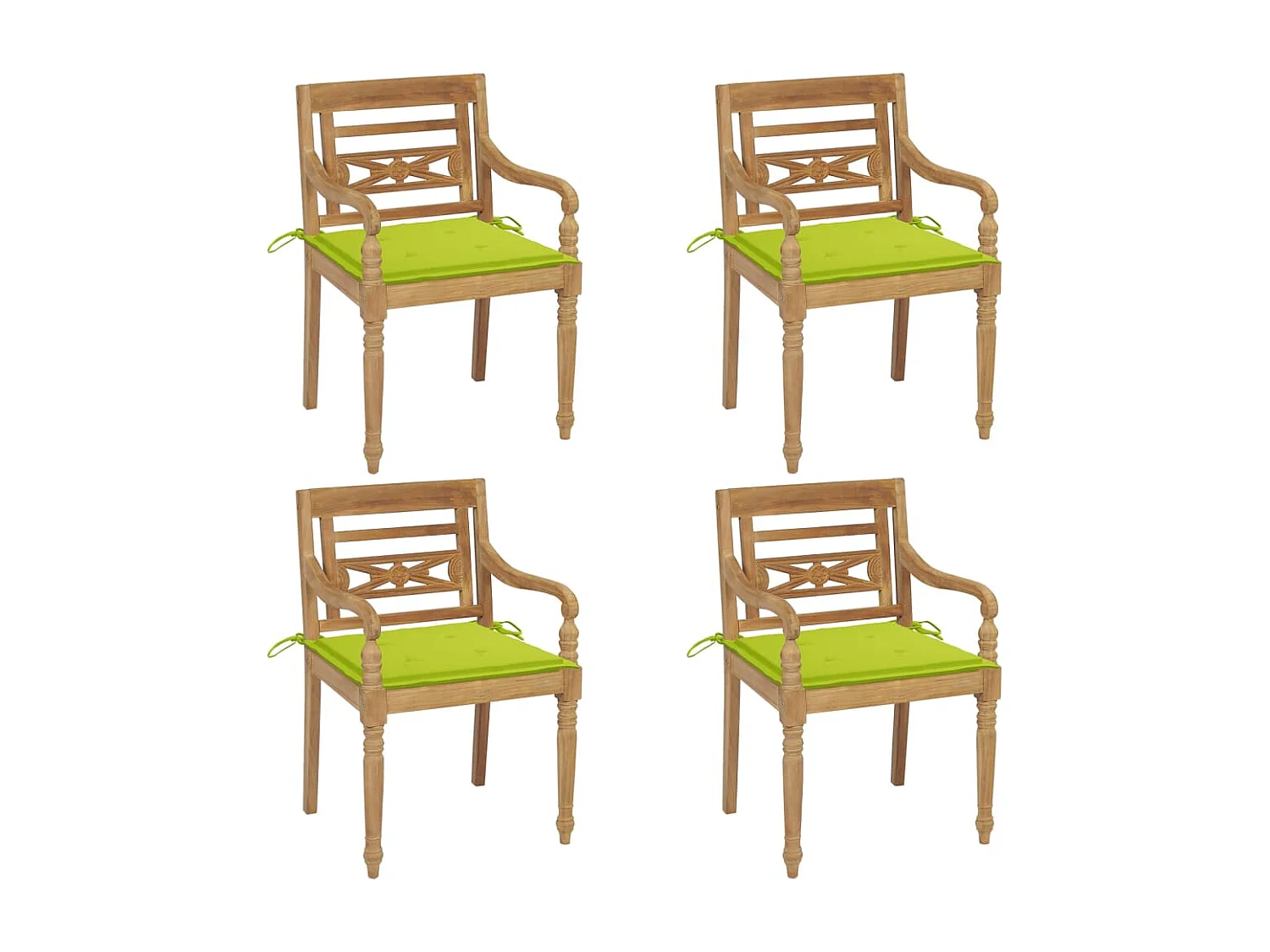 Sedie Batavia con Cuscini 4 pz in Legno Massello di Teak