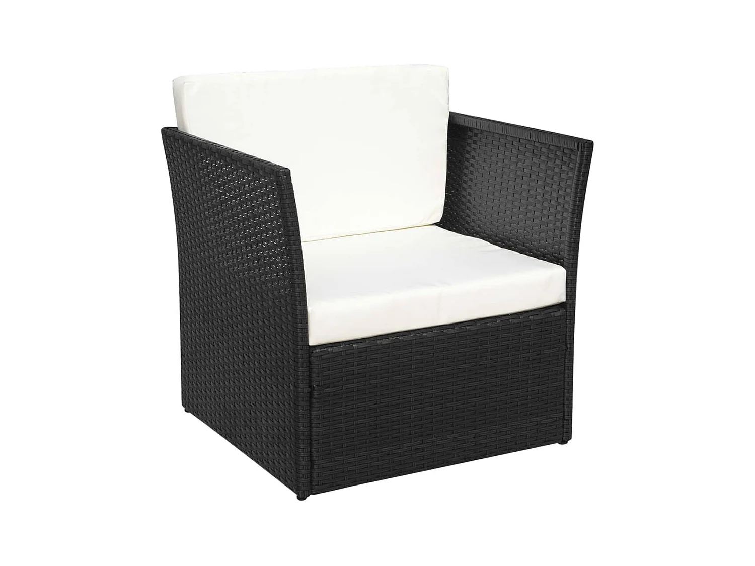 Tuinstoel met voetenbank poly rattan zwart