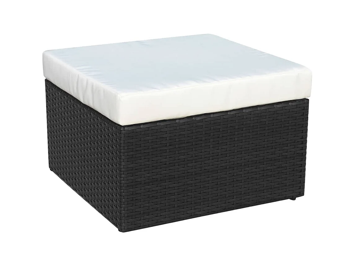 Tuinstoel met voetenbank poly rattan zwart