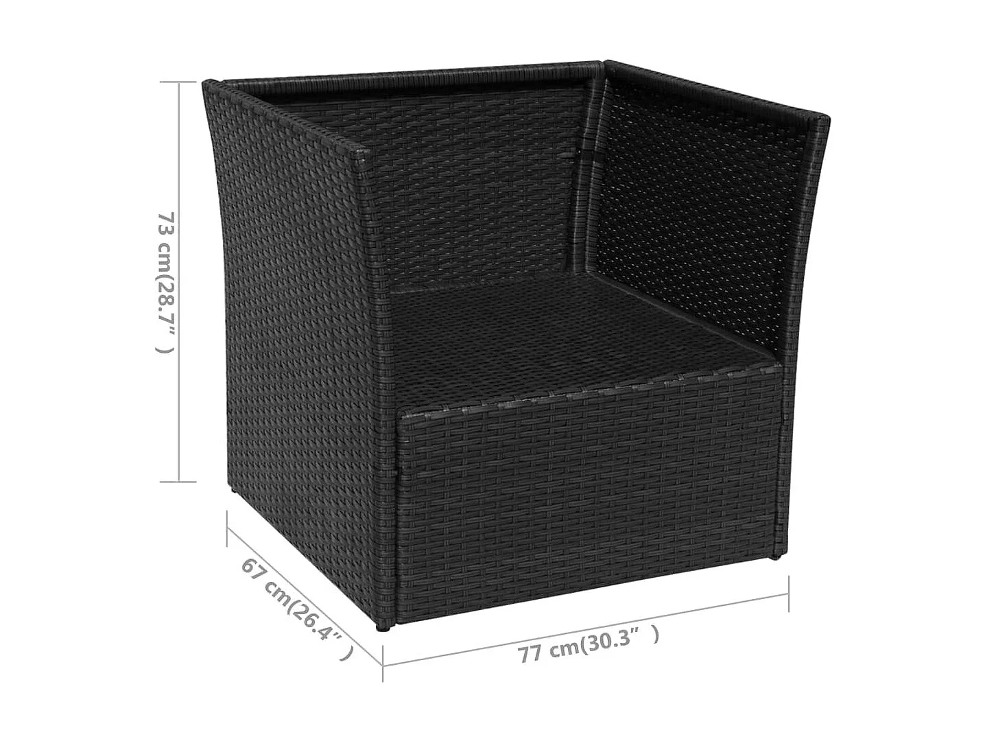 Tuinstoel met voetenbank poly rattan zwart