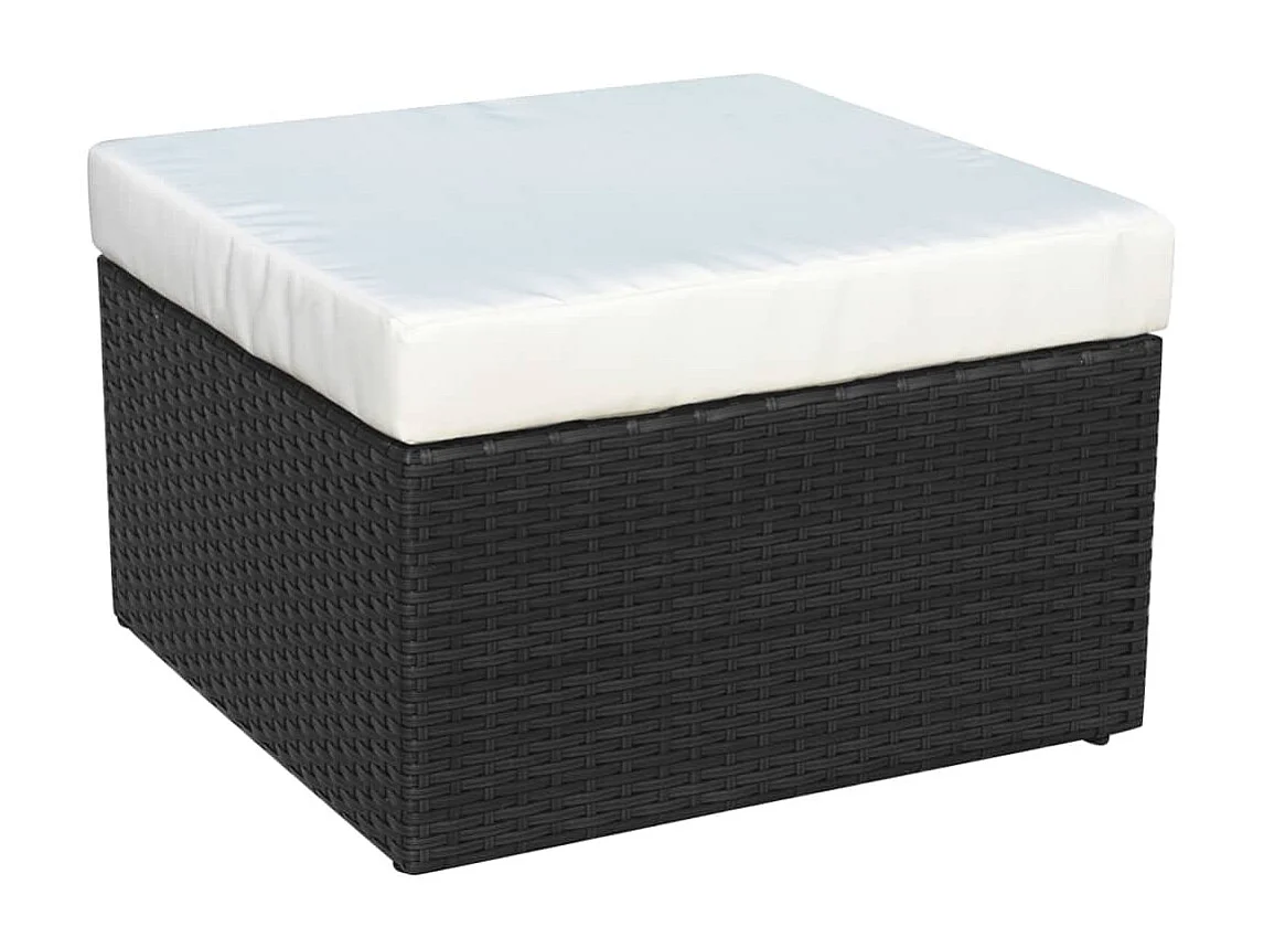 Tuinstoel met voetenbank poly rattan zwart