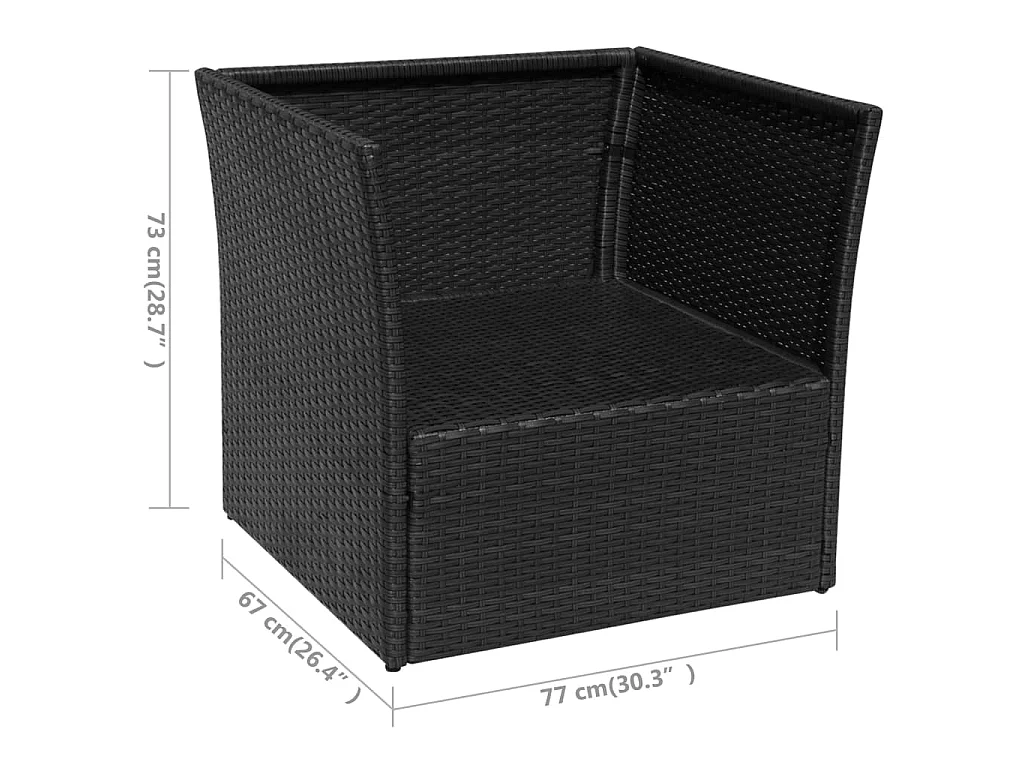 Chaise de jardin avec tabouret Noir Résine tressée