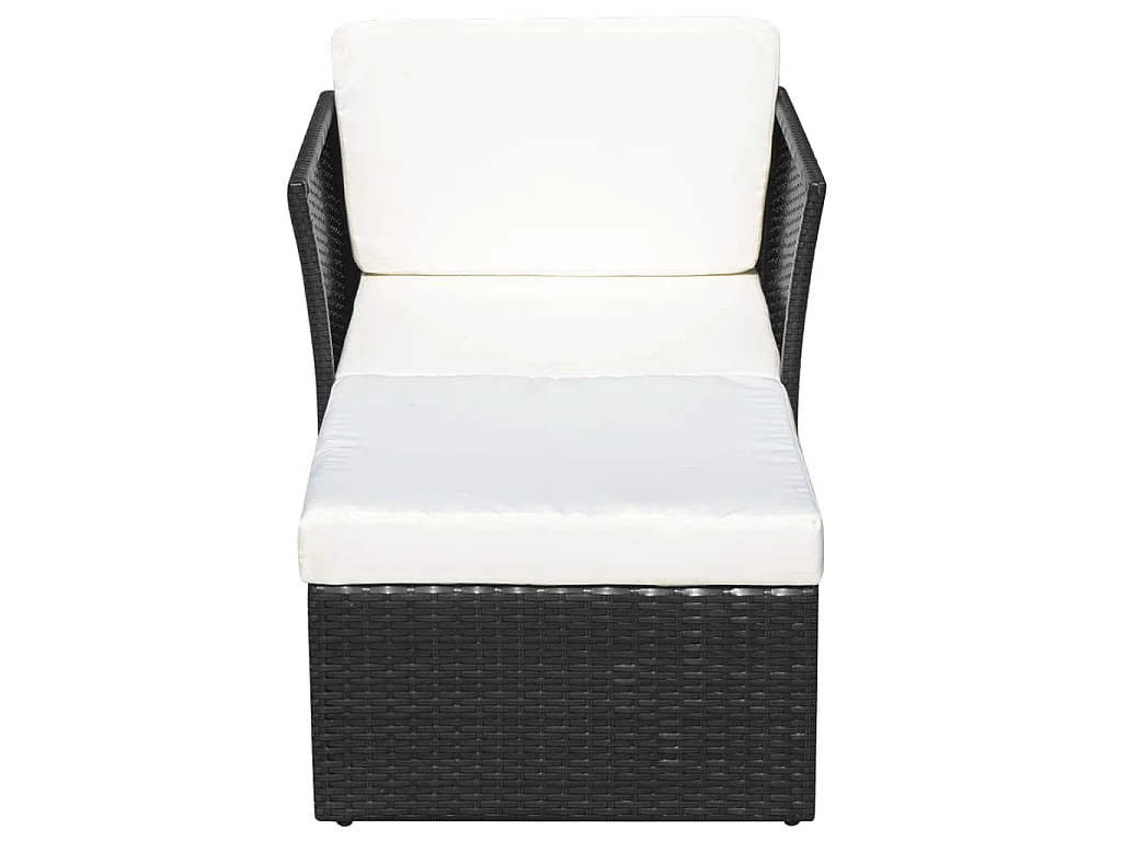 Chaise de jardin avec tabouret Noir Résine tressée