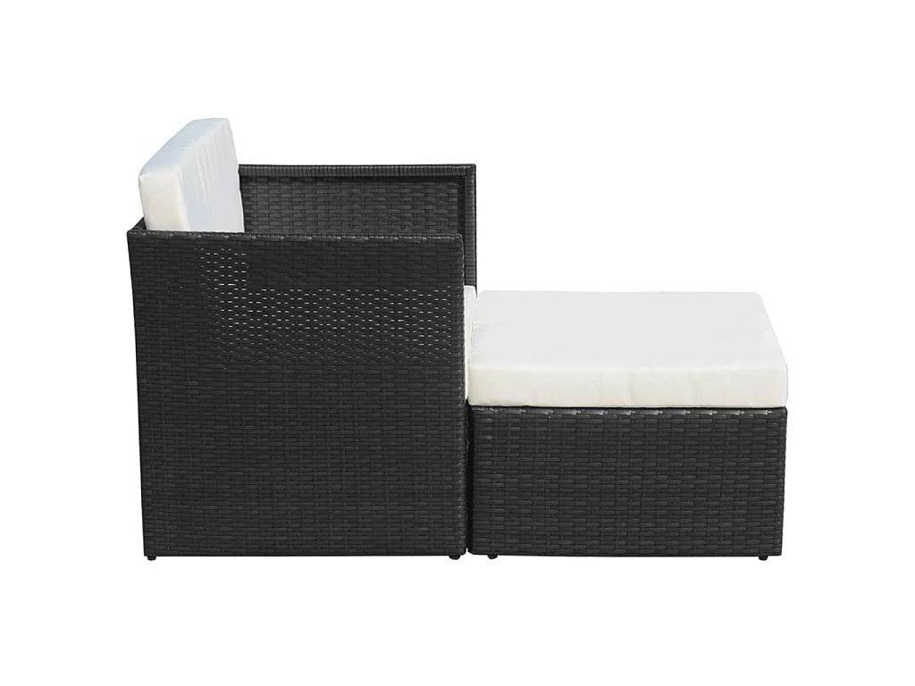 Chaise de jardin avec tabouret Noir Résine tressée