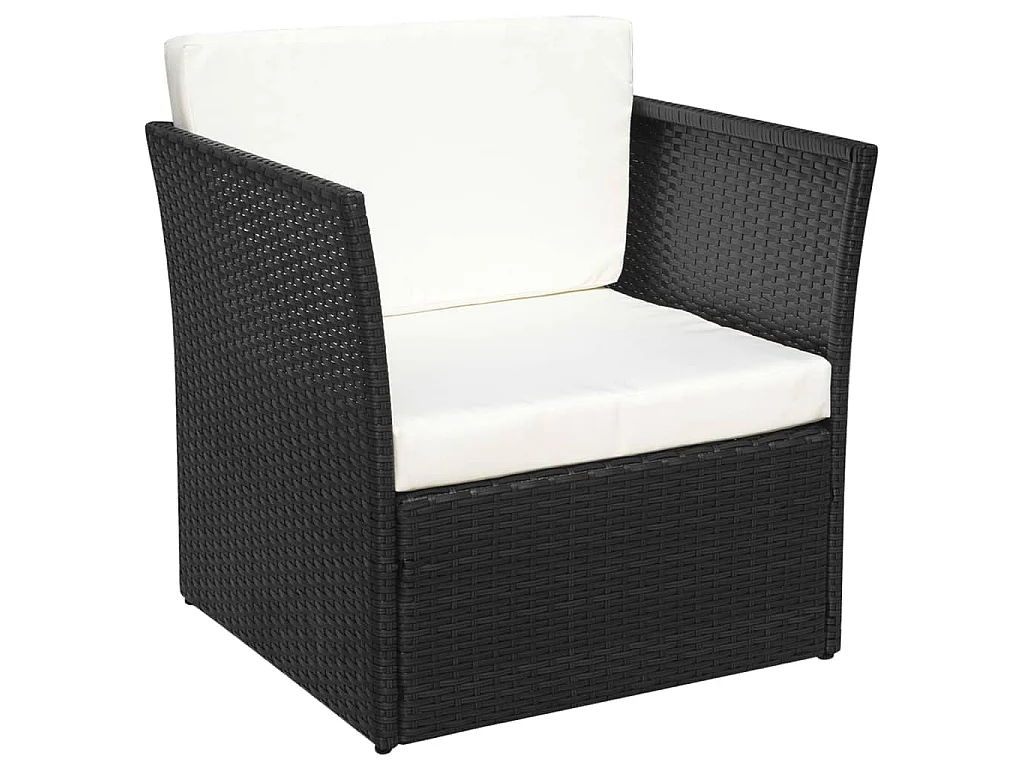 Chaise de jardin avec tabouret Noir Résine tressée