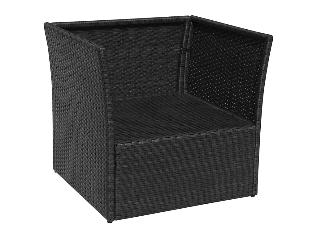 Chaise de jardin avec tabouret Noir Résine tressée