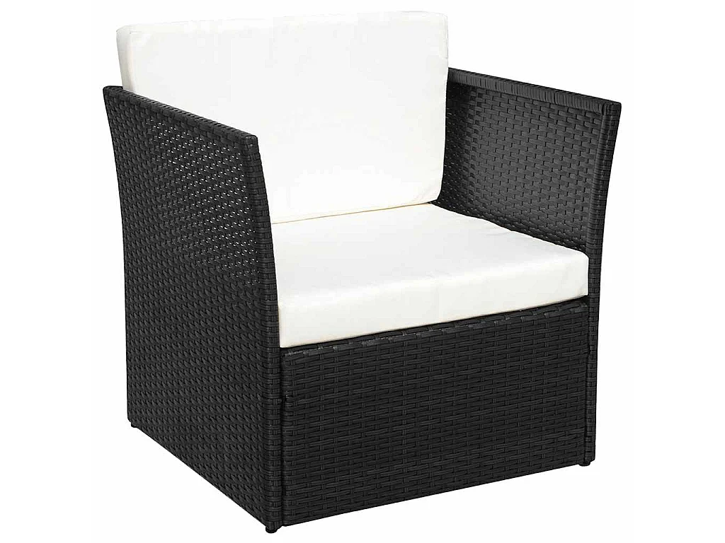 Sedia da Giardino con Poggiapiedi in Polyrattan Nero