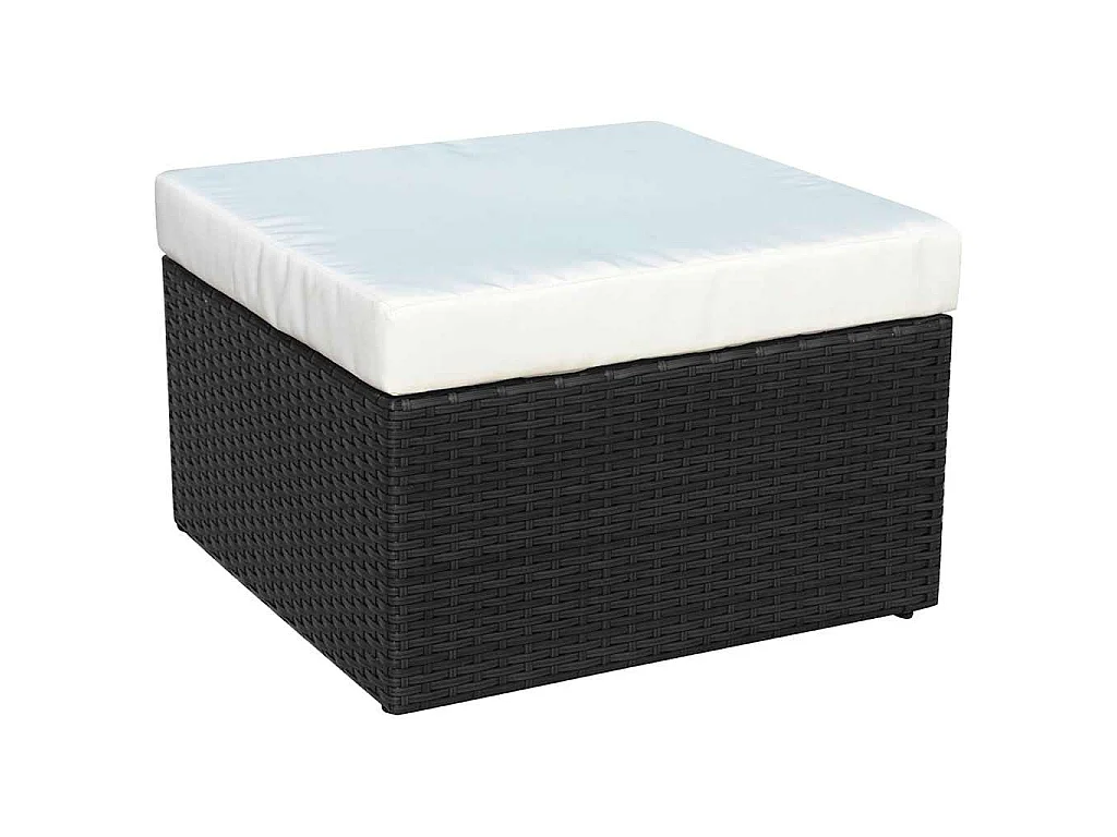 Sedia da Giardino con Poggiapiedi in Polyrattan Nero