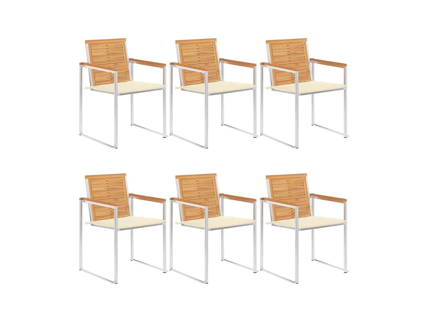 Chaises de jardin lot de 6 avec coussins Bois de teck massif