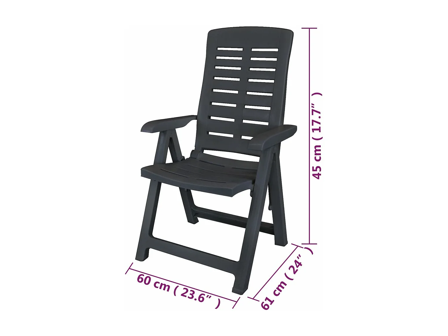 Tuinstoelen 6 st verstelbaar kunststof antracietkleurig