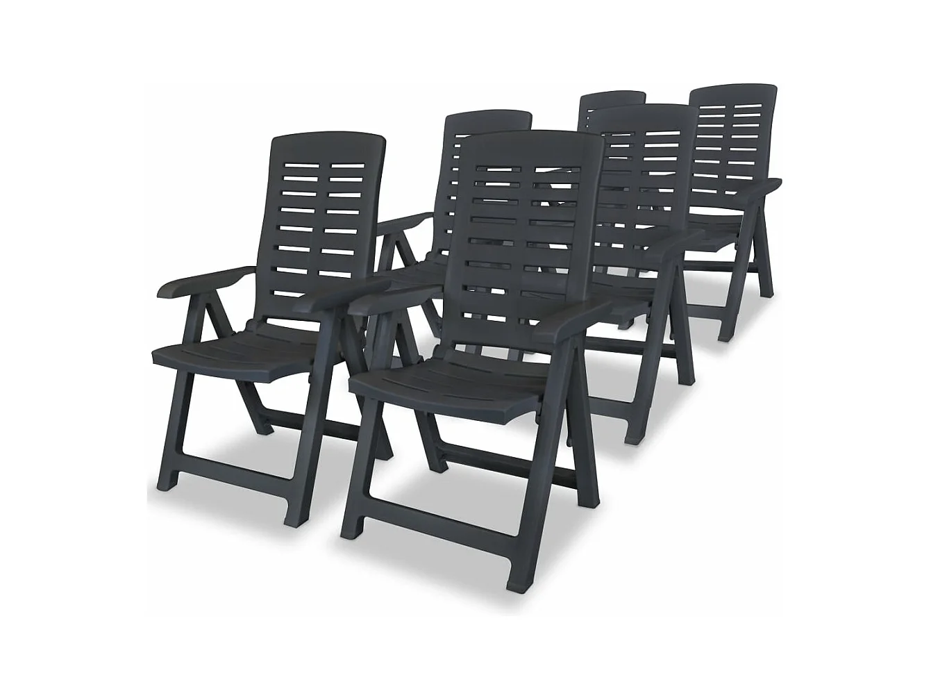 Chaises inclinables de jardin lot de 6 Plastique Anthracite