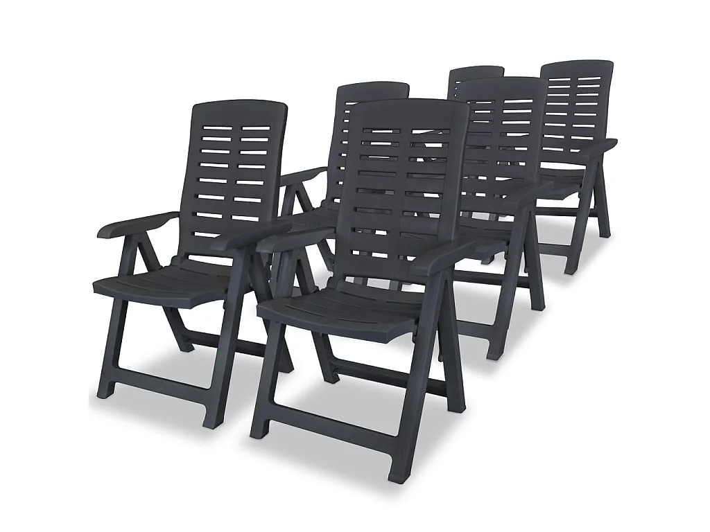 Tuinstoelen 6 st verstelbaar kunststof antracietkleurig