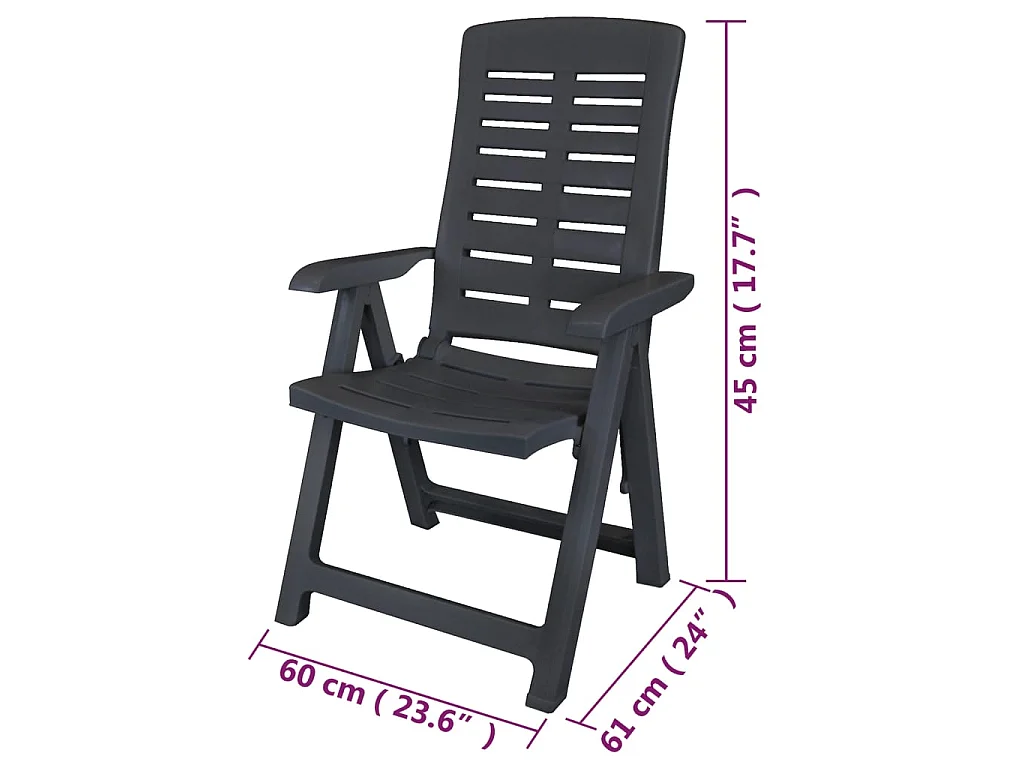 Tuinstoelen 6 st verstelbaar kunststof antracietkleurig