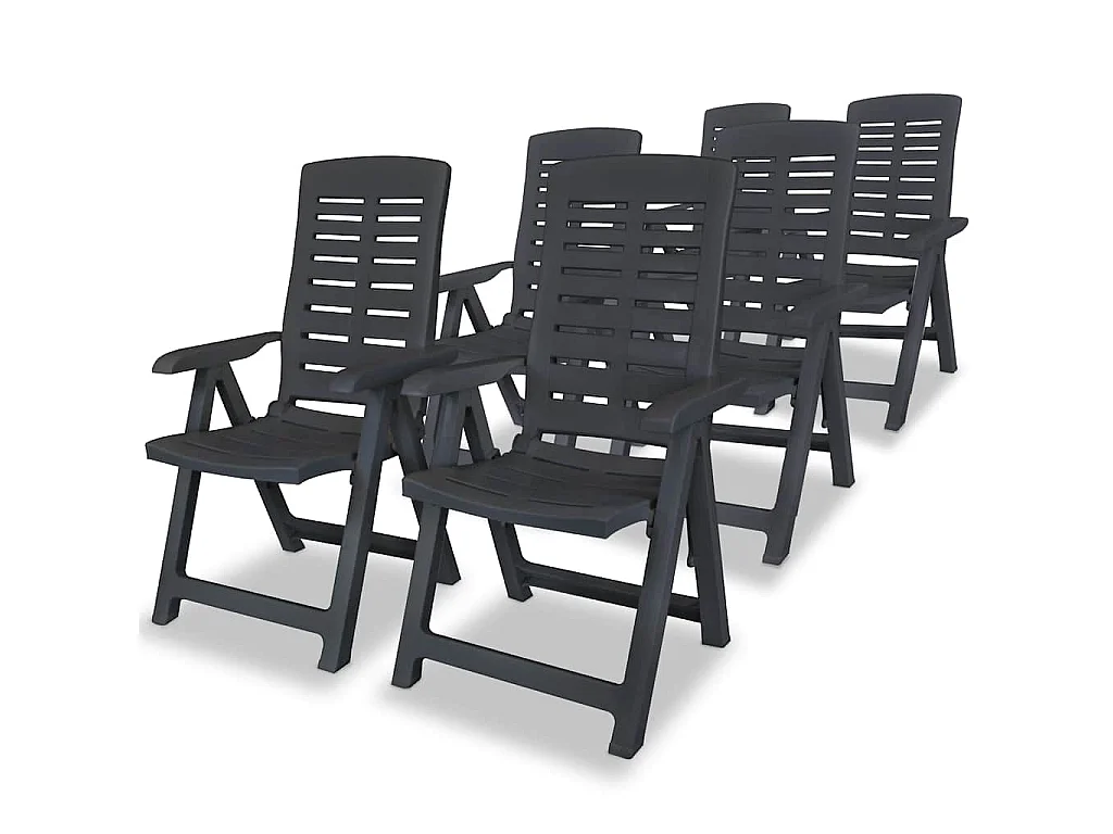 Verstelbare klapstoelen, 6 stuks, antracietkleurig kunststof
