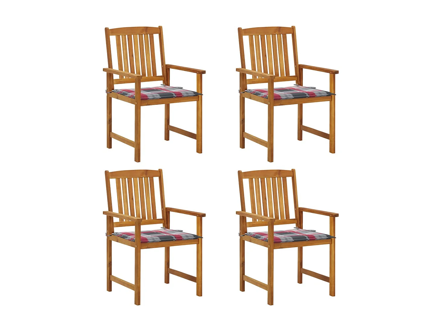 Chaises de jardin avec coussins lot de 4 Bois d'acacia massif