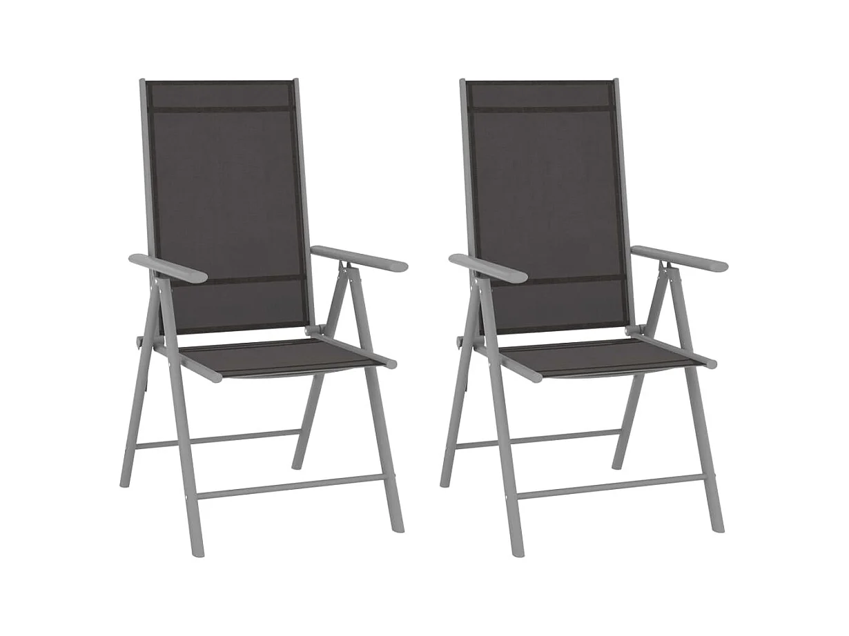 Chaises de jardin pliables lot de 2 Textilène Noir