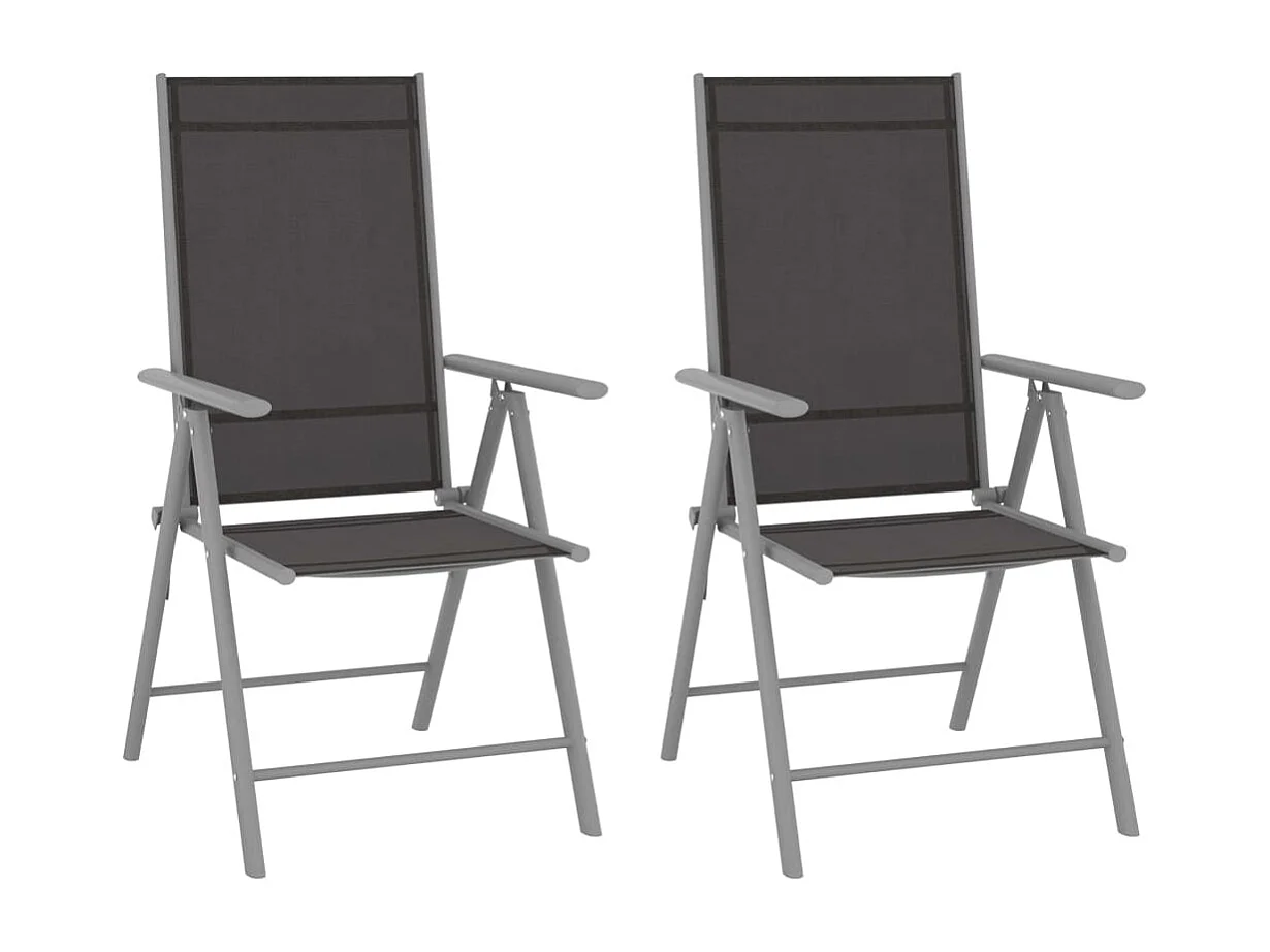 Chaises de jardin pliables lot de 2 Textilène Noir