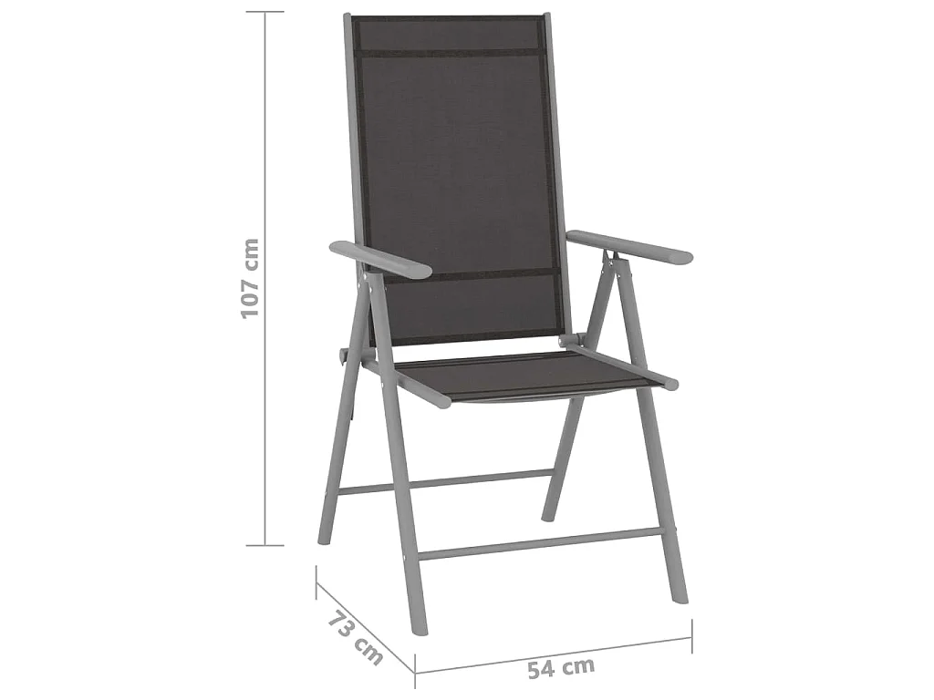 Sedie da Giardino Pieghevoli 2 pz in Textilene Nere