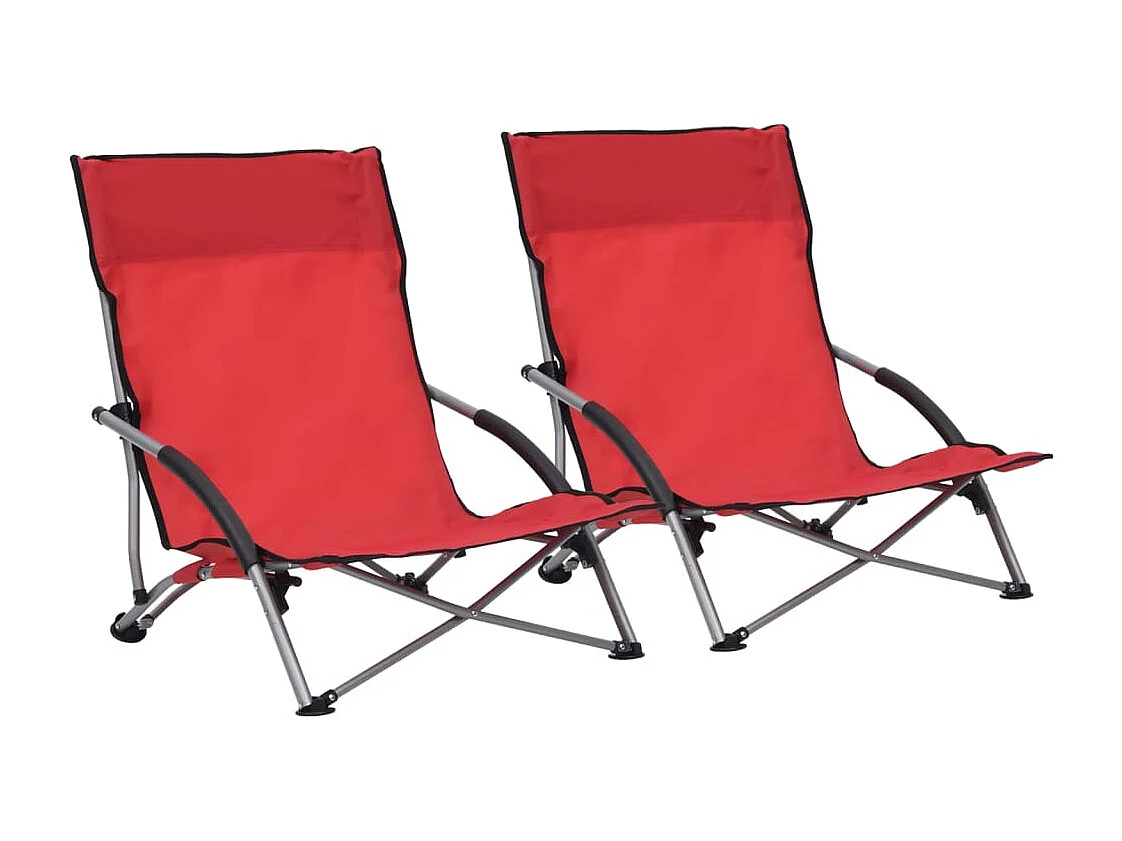 Cadeiras de praia dobráveis 2 pcs tecido vermelho